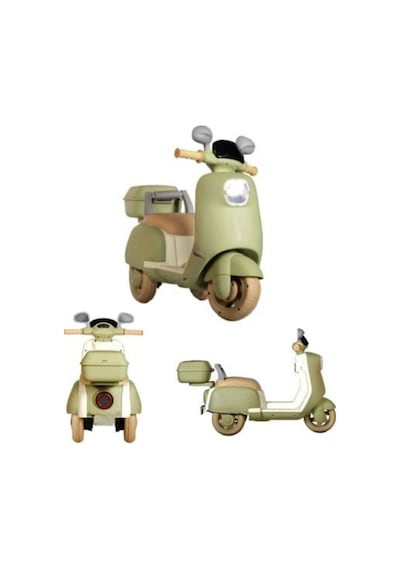 Pedallı Ve Ebeveyn Kumandalı Işıklı Çocuk Akülü Motoru - Mini Retro Scooter Pembe