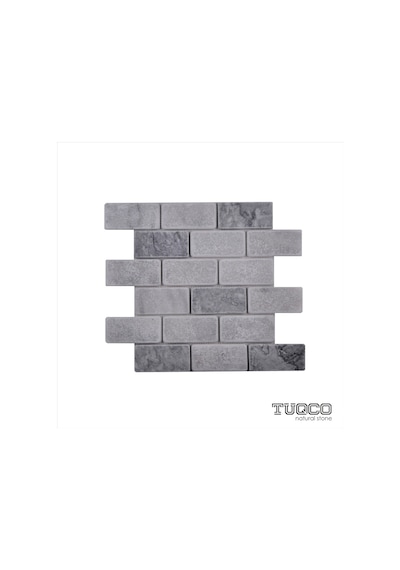 Tuqco Doğaltaş 5 X 10 Muğla B. -Gümüş Brick Eskitme Mermer Mozaik