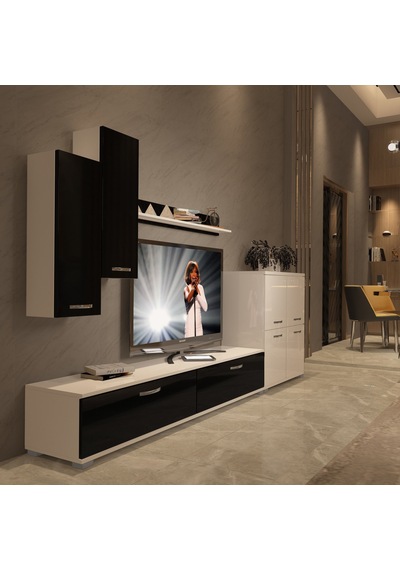 Decoraktiv Eko 6 Slm Std Tv Ünitesi Tv Sehpası Beyaz - Siyah