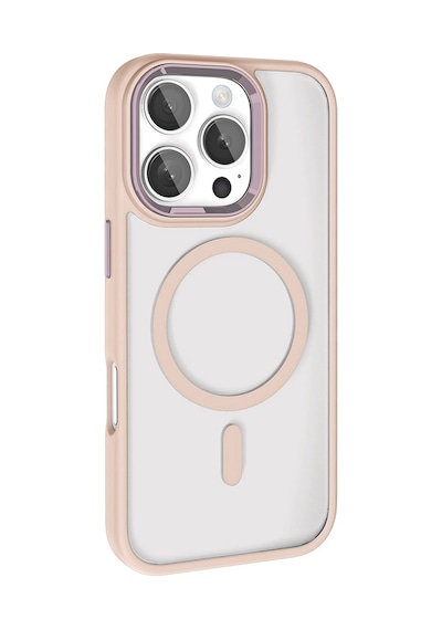 Zore Apple Uyumlu iPhone 16 Pro Max Kılıf Wireless Şarj Özellikli Krom Magsafe Silikon Kapak - Rose Brown