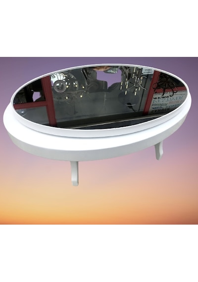 Orta sehpa Dönerli OVAL RUS TARZ Model Kayın Retro Ayak Sağlam Şık Mdf Tabla Parlak Beyaz füme üst cam Orta sehpa Dönerli OVAL RUS TARZ Model Kayın Retro Ayak Sağlam Şık Mdf Tabla Parlak Beyaz füme üst cam