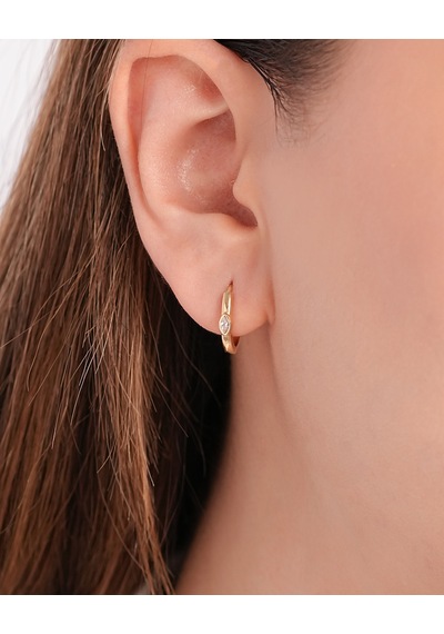 Debora Jewelry 14 Ayar Altın Beyaz Zirkon Taşlı Küpe
