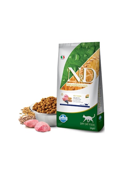 N&D Düşük Tahıllı Kuzu Etli ve Yaban Mersinli Kısırlaştırılmış Yetişkin Kedi Maması 10 KG