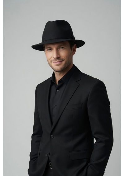 Mollycrush Erkek Siyah Fedora Şapka Klasik Takım Elbise Ve Günlük Stil Fötr Şapka Siyah