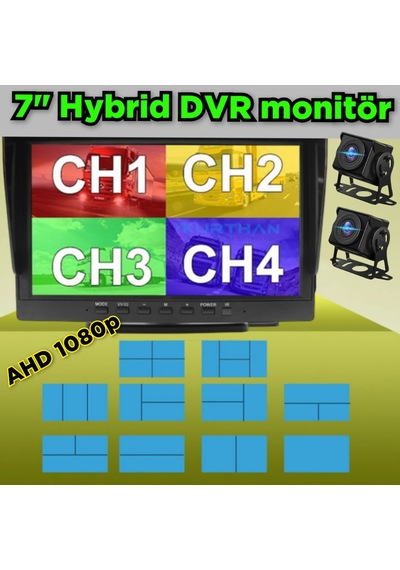 7'' Dvr Ekran 2 Ad 180 Derece Balık Gözü Lens Ahd Kamera Set12 V