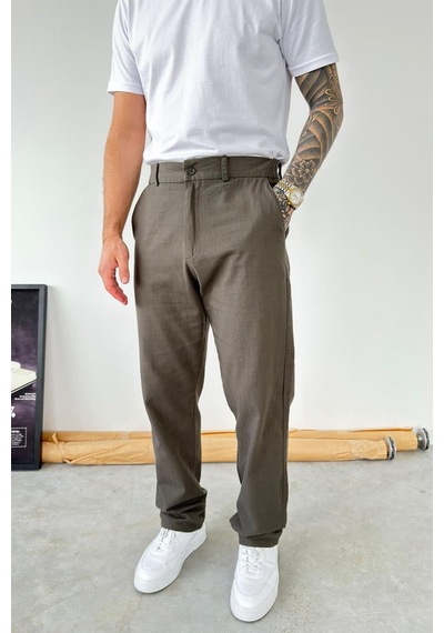 Yeşil Baggy Keten Pantolon