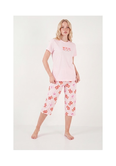 Lela Desenli Pamuklu Bisiklet Yaka Kaprili Pijama Takımı Bayan Pijama Takımı 65790787 Pembe Lela Desenli Pamuklu Bisiklet Yaka Kaprili Pijama Takımı Bayan Pijama Takımı 65790787 Pembe