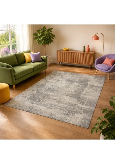 Kartela Halı Lora Halı Kaymaz Taban Makinede Yıkanabilir Halı Açık Gri - 100 X 150 Cm