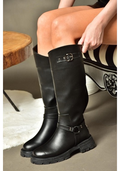 Fox Shoes R518296309 Siyah Fermuarlı Kadın Çizme Siyah