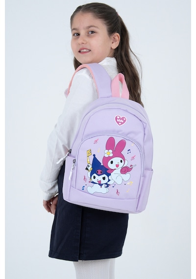 Açık Mor My Melody & Kuromi Figürlü Kız Çocuk Anaokulu Sırt Çantası Müzik Temalı Kreş Çantası Lila