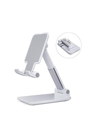 Beyaz Gümüş Katlanabilir Masaüstü Tablet Ve Telefon Tutucu Deskop Stand Rz-054 Beyaz-gümüş