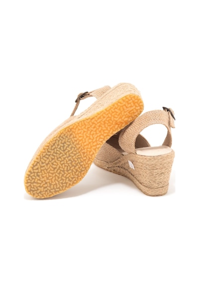 Star Tombis Gerçek Elişi Topuğu Açık Bilekten Bantlı Dolgu Topuk Keten Hasır Espadril Handmade Hasır