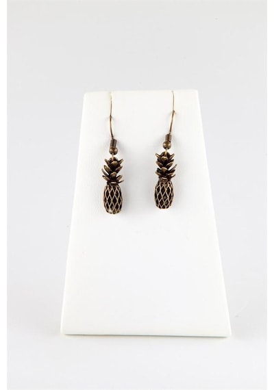 Bronz Ananas Küpe Damla Tip Çok Renkli