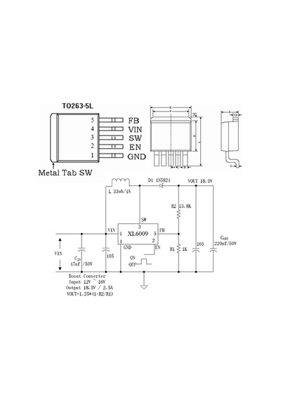 Xlsemi Xl6009e1 To263 400khz 35v 4a Regülatör Entegre Boost Step-up Dc Dc Çevirici Regülatör