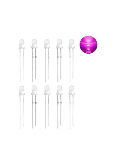 3mm Şeffaf Pembe Led Paketi - 10 Adet