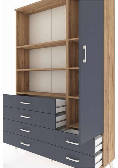 Arges Dolap 7 Raflı 6 Çekmeceli Tek Kapaklı 132x30x195 Çam-antrasit/antrasit Antrasıt/antrasıt Arges Dolap 7 Raflı 6 Çekmeceli Tek Kapaklı 132x30x195 Çam-antrasit/antrasit Antrasıt/antrasıt