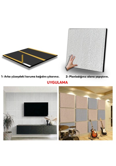 Tink Kendinden Yapışkanlı Akustik Ses Ve Isı Yalıtım Paneli Keçe Dekota Duvar Kağıdı Desenli Beyaz 49x49