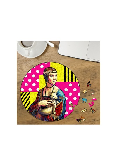 Pop Art Kakımlı Kadın Tasarımlı Özel Kesim Yuvarlak 272 Parça Ahşap Puzzle Mpda511