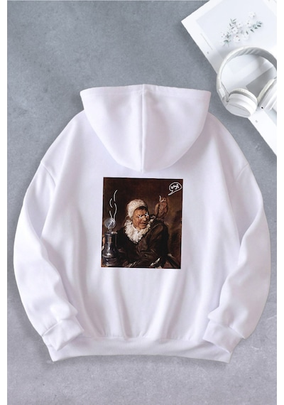 Nevermind Unisex Kadın Erkek Why Baskılı Oversize Sweatshirt Beyaz