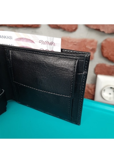 Gvnbag Hakiki Deri Erkek Bozuk Para Gözlü Siyah Cüzdan Gvn-0118 Siyah