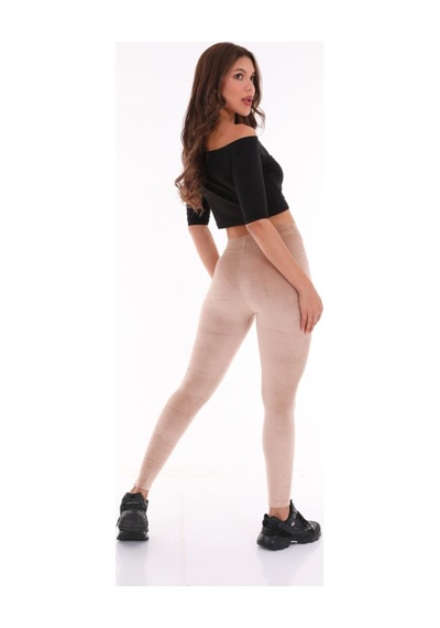Winmoda34 Kadın Bej Kadife Tayt Bej