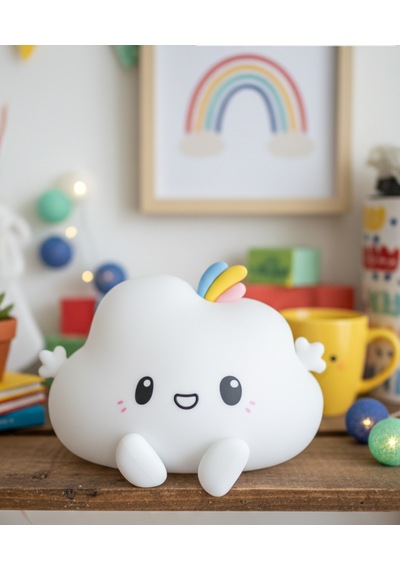 Little Cloud Silikon Gece Lambası Dokunmatik Renk Değiştiren Led Uyku Lambası, Çocuk & Bebek Odası Beyaz