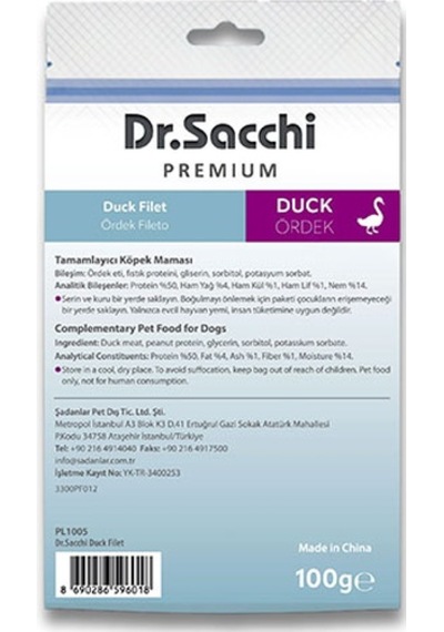Dr.sacchi Premium Ördekli Fileto Tahılsız Köpek Ödülü 100 Gr 109-30001.01