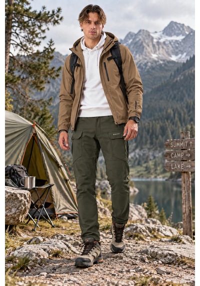 Dechers Erkek Kışlık Softshell İçi Polarlı Rüzgar, Soğuk & Su Geçirmez Taktik Pantolon - E232 Haki