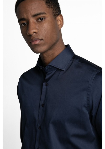 Tudors Slim Fit Koton Satenpremium Seri Erkek Lacivert Gömlek-24019-lacivert Lacivert
