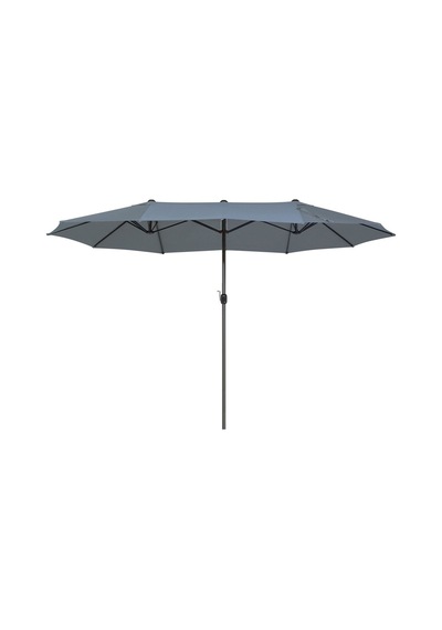 Sıbılla 460 Cm Çiftli Bahçe Şemsiyesi, Oval Gölgelik, Upf 30+, Alüminyum Gövde Gri