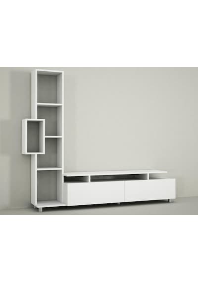 Dekorister Tulip Kitaplıklı Tv Ünitesi Beyaz