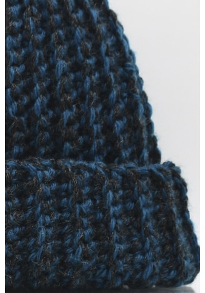 Külah Hand Made El Örgüsü Yün Bere Muline Petrol-Siyah Petrol Standart