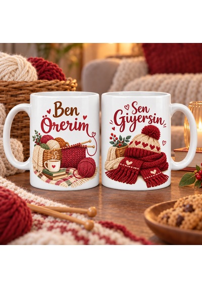 Bezos Ben Örerim / Sen Giyersin 2'li Porselen Kupa Seti - Model 449 Dlra