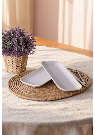 Keramika Beyaz Pergamon Kayık Tabak 26 Cm 2 Adet 006