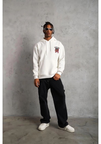 School Boy Baskılı Kapüşonlu Sweat - Beyaz -