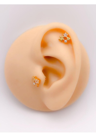 Lexroo Taşlı Yıldız Kümesi Kıkırdak Helix Tragus Piercing 1adet Çok Renkli