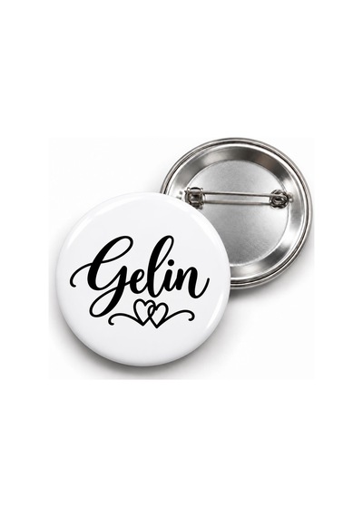 Gelin Kalp Motifli - 58mm Rozet Çok Renkli