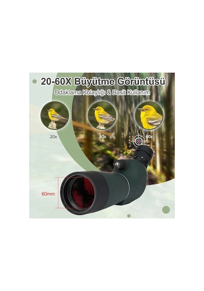 Sv28plus 20-60x60mm Su Geçirmez Av Ve Doğa Gözlem Dürbünü Çok Renkli