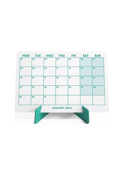 Yeşil Renkli Aylık Planlama 2027 Takvim, 2027 Masa Takvimi, Green Color Monthly Planner Calendar