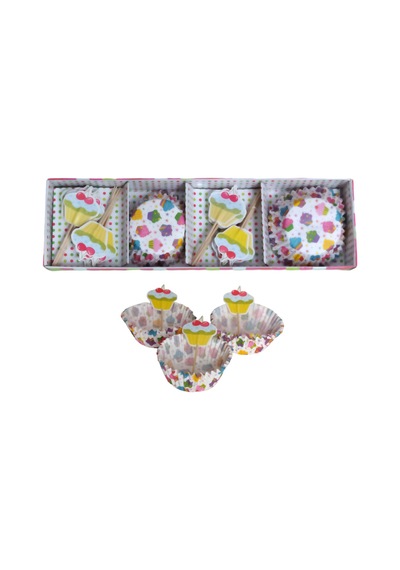 24 Adet Kürdan + 24 Adet Kağıt Kapsül Kek Cupcake Muffin Kalıbı 18657135