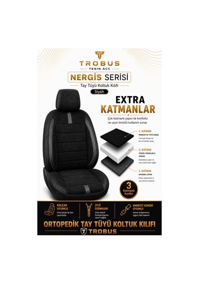 Hyundai Getz 2002-2009 Uyumlu Nergis Siyah Ortopedik Tay Tüyü Koltuk Kılıfı