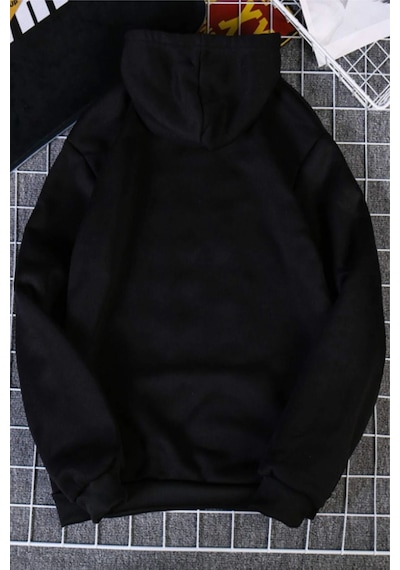 Macklin Kadın El Kalp Tasarım Baskılı Kapşonlu Sweatshirt Hoodie Siyah Mck0950 Siyah