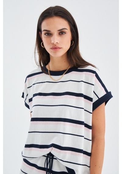 Peraluna Marıne Blouse & Shorts %100 Pamuk Yazlık Kadın Triko Şor Lacivert