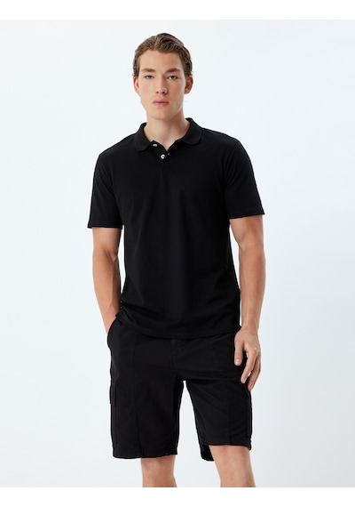 Koton Chino Şort Bermuda Kargo Cep Detaylı Beli Bağcıklı Pamuklu Siyah 4sam40065hw Siyah