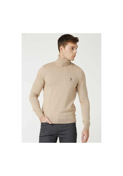 U.S. Polo Assn. Düz Camel Erkek Kazak Çok Renkli