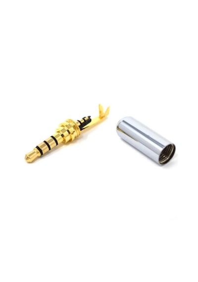 3.5mm Stereo Jak 3 Pin 4 Boğumlu Metal Konnektör - Lehim Tipi Gri