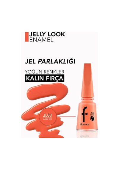 Flormar Jel Görünümlü Parlak Oje (MERCAN KIRMIZI) - Jelly Look Ne. - Jl03 Coral Red - 8690604233618