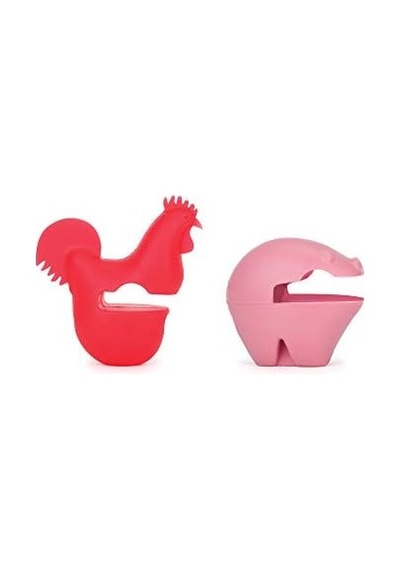 Fox Run Silikon Tencere Klips Kaşıklık, 5 Cm, Kırmızı/pembe Açık Ahşap