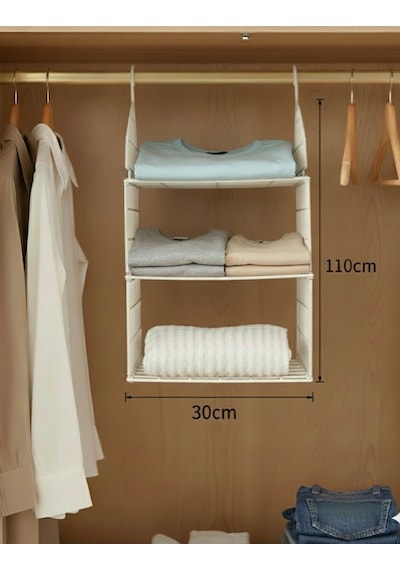 As Kamp Dolap İçi Düzenleyici Raf Organizer 110x30x30cm Beyaz Beyaz
