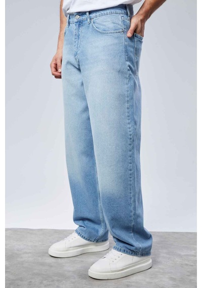 Cedy Denim Cedy Denım Yüksek Kalite Erkek Yüksek Bel Baggy Skater Jean Açık Mavi